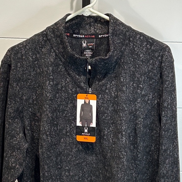 Spyder 1/4 zip Fleece Black Tonal (Abstract) Sweater - XXL - NWT - Picture 7 of 8